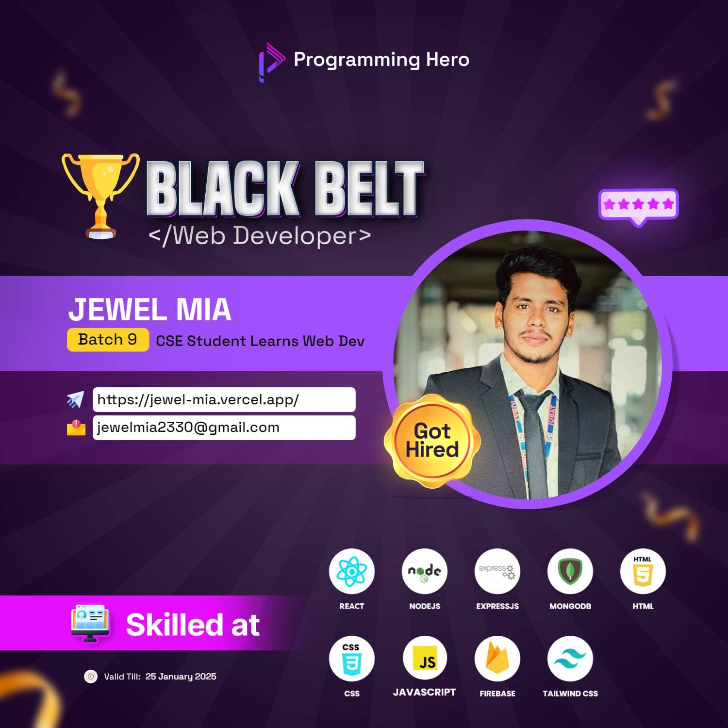 Black Belt Award From Programming Hero